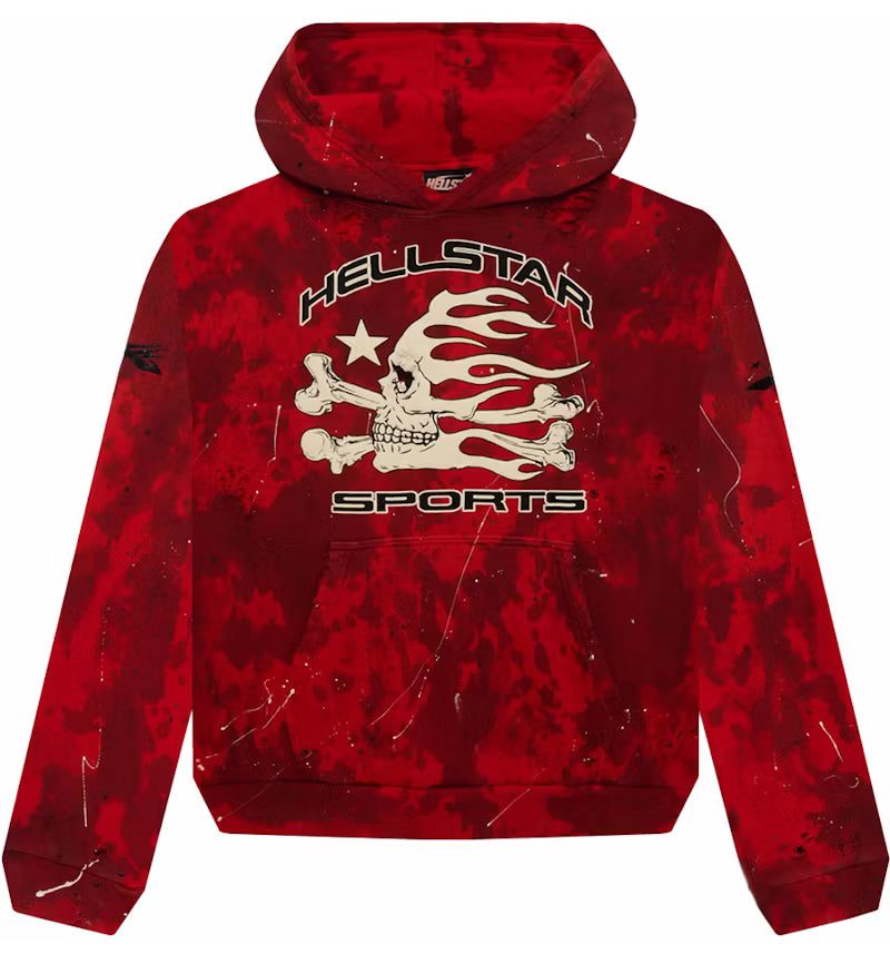 Hellstar Tie-Dye Skull Hoodie Red Talla M