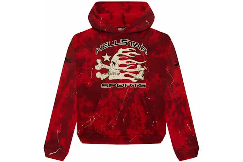 Hellstar Tie-Dye Skull Hoodie Red Talla M